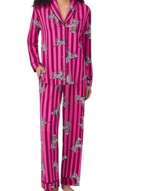 Room Service 2 Piece Pajama Set with Vibrant Pink Zebra Design Size Large